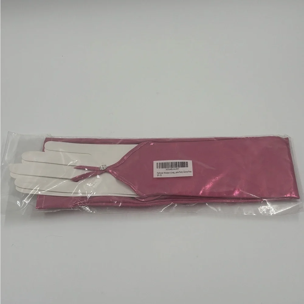 NWT Pink Metallic Fingerless Opera Gloves - Shiny Satin Rave Costume